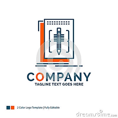 Code, edit, editor, language, program Logo Design. Blue and Oran Vector Illustration