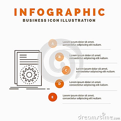 Code, executable, file, running, script Infographics Template for Website and Presentation. Line Gray icon with Orange infographic Vector Illustration