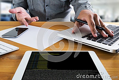 Code focus on programming code Coding Php Html Coding Cyberspac Stock Photo
