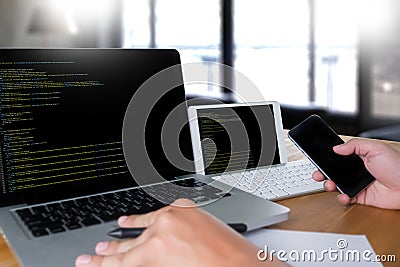 Code focus on programming code Coding Php Html Coding Cyberspac Stock Photo