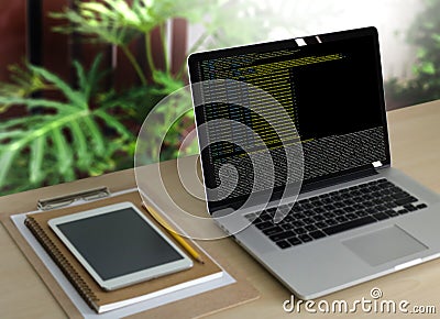 Code focus on programming code Coding Php Html Coding Cyberspac Stock Photo