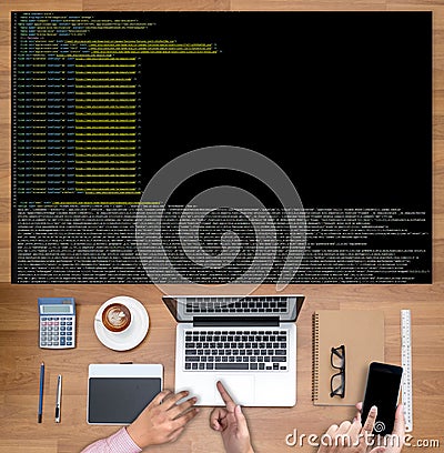 Code focus on programming code Coding Php Html Coding Cyberspac Stock Photo