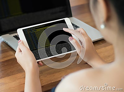 Code focus on programming code Coding Php Html Coding Cyberspac Stock Photo