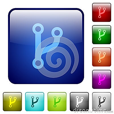Code fork color square buttons Stock Photo