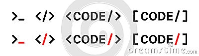 Code icon. Code html signs. Program coding icons. Coding sign. Stock vector Vector Illustration