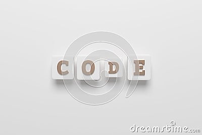 Code, ict keyword. For web page, graphic design, texture or background Stock Photo