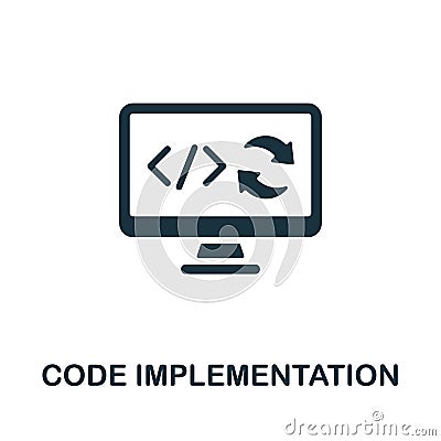 Code Implementation icon. Monochrome sign from production management collection. Creative Code Implementation icon Vector Illustration