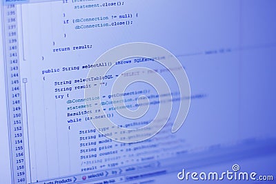 The code in the java programming language. The part of the program code is macro Stock Photo