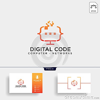 code programming monitor simple logo template vector illustration Vector Illustration