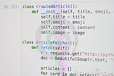 Code in Python 3 on white background Editorial Stock Photo