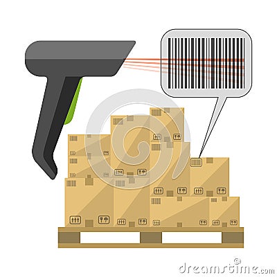 Code reader with boxes Vector Illustration