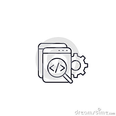 Code review, software, apps development line icon Vector Illustration