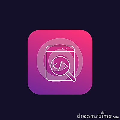 Code review, software development linear icon Vector Illustration