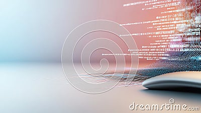 Code tapestry: innovative wallpaper featuring flowing computer code, reflecting beauty of software structure, merging Stock Photo