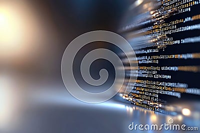 Code tapestry: innovative wallpaper featuring flowing computer code, reflecting beauty of software structure, merging Stock Photo