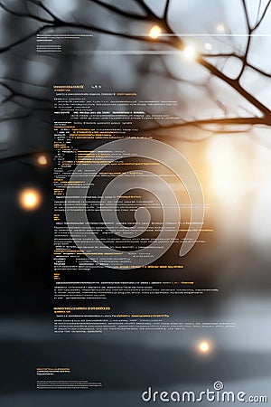 Code tapestry: innovative wallpaper featuring flowing computer code, reflecting beauty of software structure, merging Stock Photo
