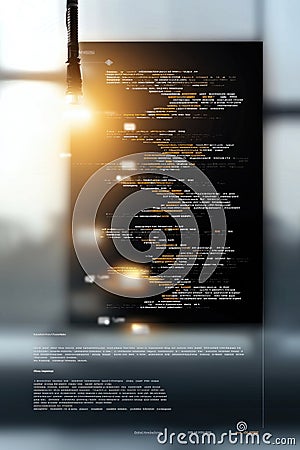 Code tapestry: innovative wallpaper featuring flowing computer code, reflecting beauty of software structure, merging Stock Photo