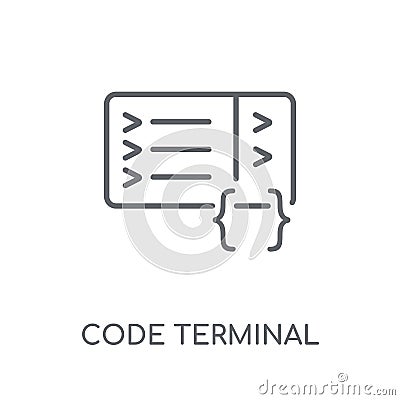 Code terminal linear icon. Modern outline Code terminal logo con Vector Illustration
