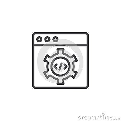 Code terminal outline icon Vector Illustration