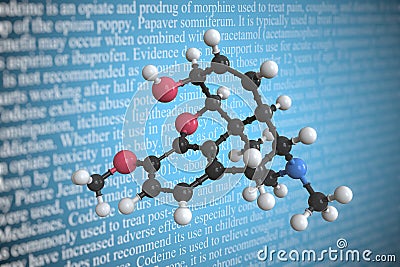 Codeine scientific molecular model, 3D rendering Stock Photo