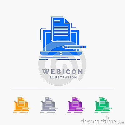 Coder, coding, computer, list, paper 5 Color Glyph Web Icon Template isolated on white. Vector illustration Vector Illustration