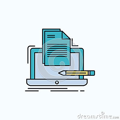 Coder, coding, computer, list, paper Flat Icon. green and Yellow sign and symbols for website and Mobile appliation. vector Vector Illustration