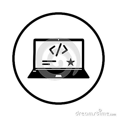 Coder, Custom Coding icon / black color Vector Illustration