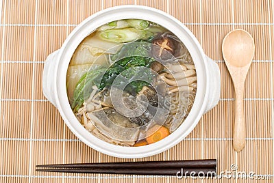 Codfish meat hot pot Stock Photo