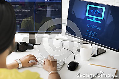 Coding Code Data Process Programming Concept Stock Photo