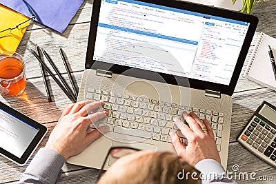 Coding code program compute coder develop developer development Stock Photo