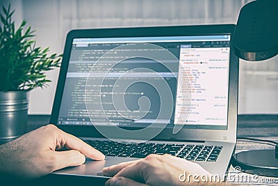 Coding code program compute coder develop developer development Stock Photo