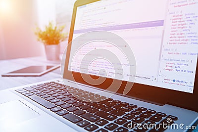 Coding code program compute coder develop developer development Stock Photo