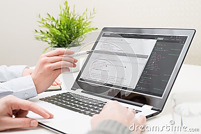 Coding code program compute coder develop developer development Stock Photo