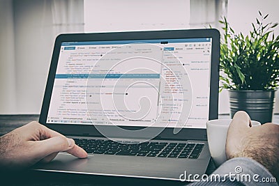 Coding code program compute coder develop developer development Stock Photo