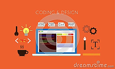 Coding and Design Vector Illustration