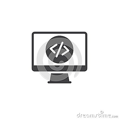 Coding desktop screen vector icon Vector Illustration