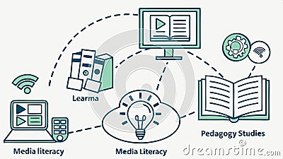 Coding education network, programming skills and software development learning vector design Generative AI Vector Illustration