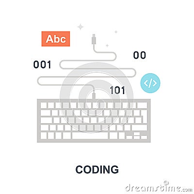 Coding flat icon design concept Vector Illustration