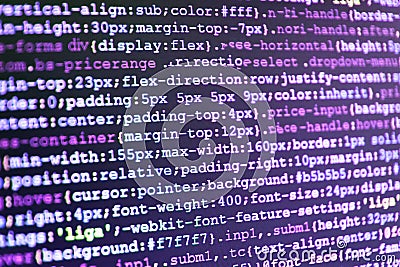 Coding hacker concept. Abstract source code background. Abstract IT technology background. Stock Photo