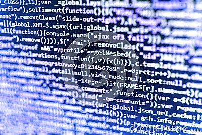 Programming code. Creative focus effect. Stock Photo