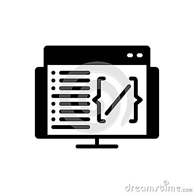 Black solid icon for Coding, script and data Stock Photo