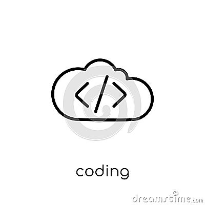 Coding icon. Trendy modern flat linear vector Coding icon on white background from thin line Programming collection Vector Illustration