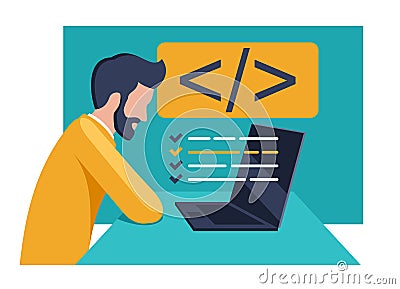 Coding interview - to assess potential employees Vector Illustration