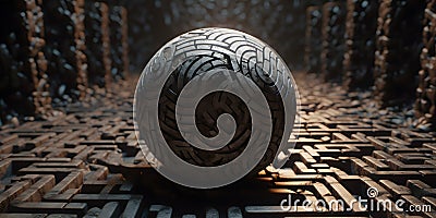The coding labyrinth Hyper-realistic textures high contra two generative AI Stock Photo