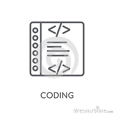Coding linear icon. Modern outline Coding logo concept on white Vector Illustration