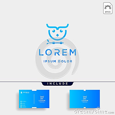 coding owl logo design vector bird coder symbol Vector Illustration