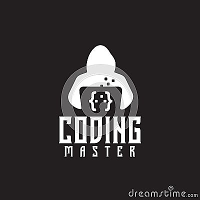 Coding programmer website company logo design Vector Illustration