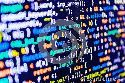 Coding programming source code screen. Stock Photo