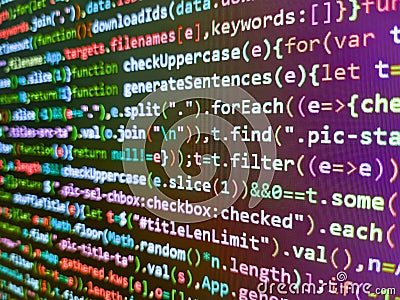 Coding programming source code screen. Hacker breaching net security. Computing, cyberspace , future and innovation concept. Stock Photo