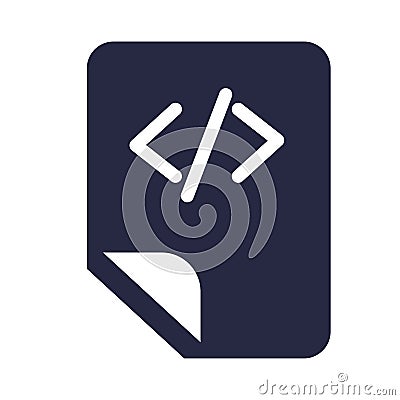 Coding script electronic file symbol glyph vector illustration Cartoon Illustration